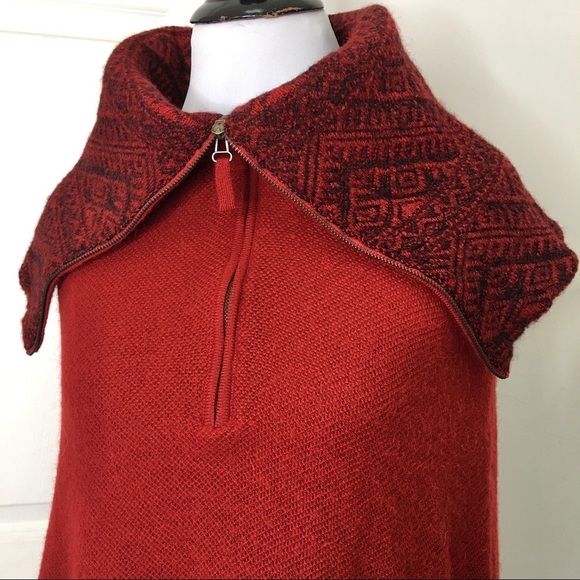 Women's Red Poncho Sweater - Picture 11 of 12